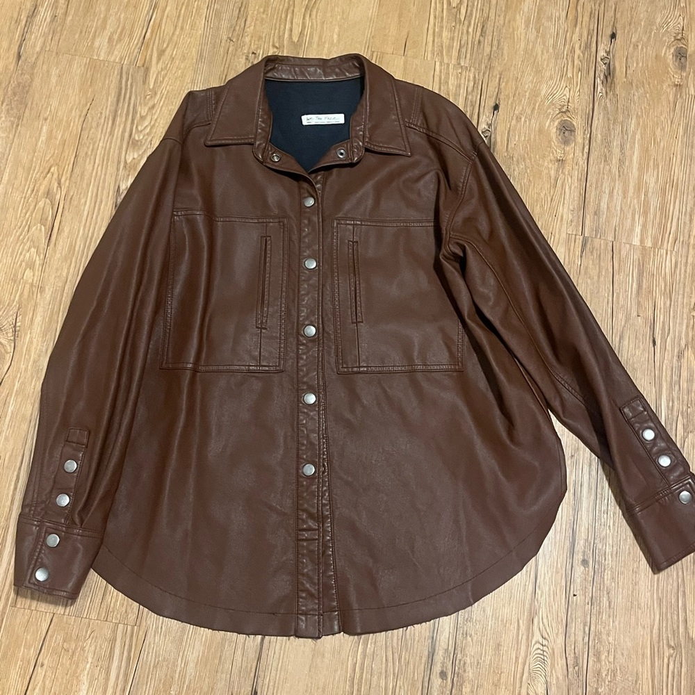 We the Free Small Oversized Vegan Leather Shacket